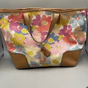 Coach Multicolor Floral Tote Bag A1461-F28287 Silver Hardware Flower Coach